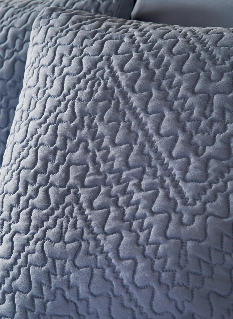Matalan Blue Zigzag Quilted Duvet Set